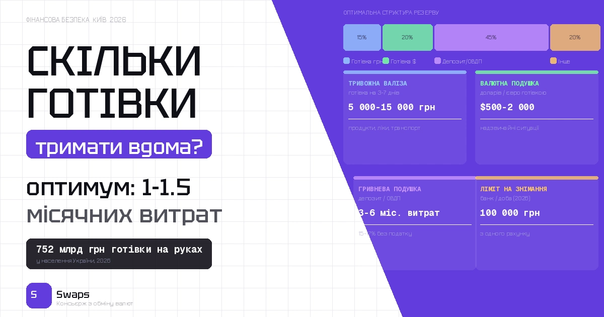 Скільки готівки тримати вдома у 2026 році: оптимальна сума і стратегія