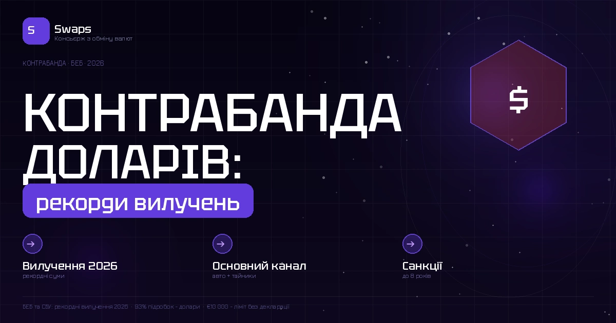 Контрабанда доларів через кордон: чому НБУ і БЕБ фіксують рекордні вилучення у 2026