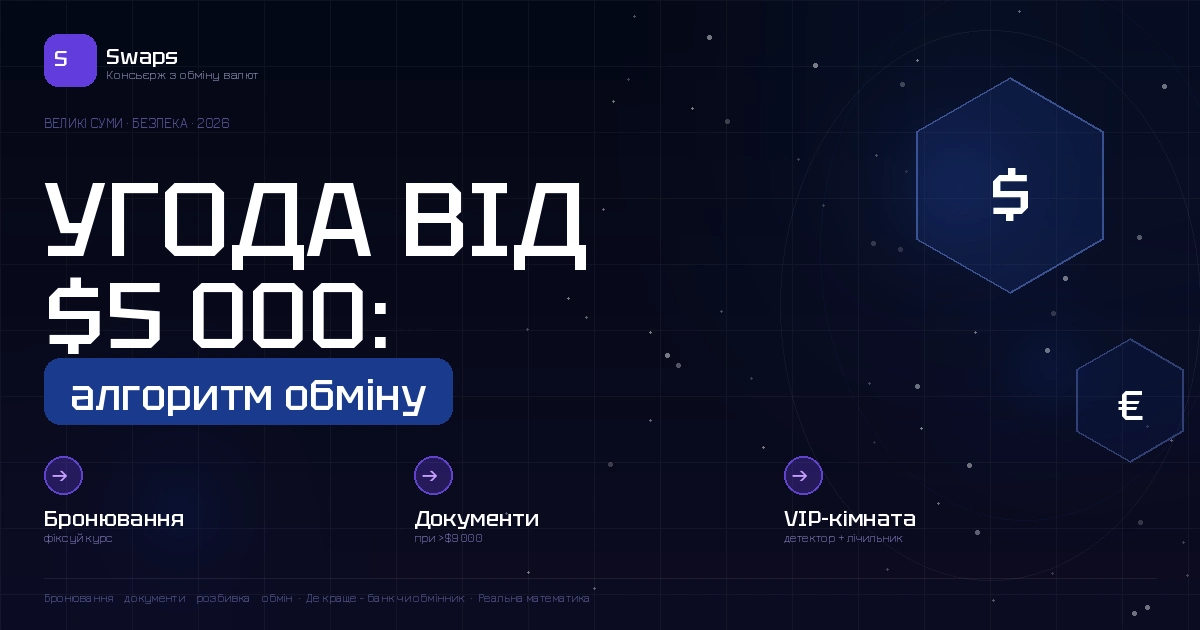 Як не прогоріти на обміні якщо потрібна велика сума: алгоритм для угод від $5 000
