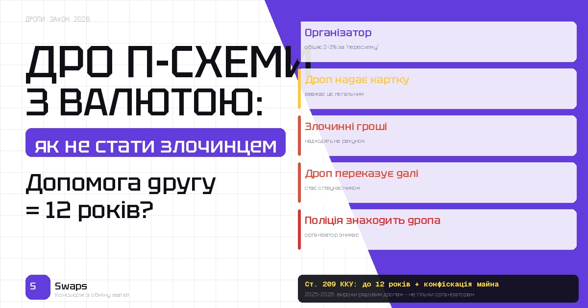 Дроп-схеми з валютою: як не стати злочинцем допомагаючи “другу” обміняти гроші