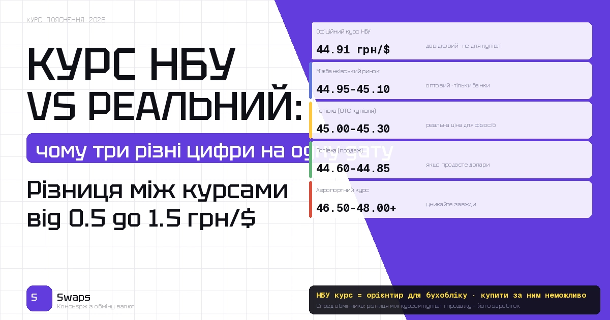 Курс долара в Києві: різниця між НБУ, міжбанком і готівковим обмінником