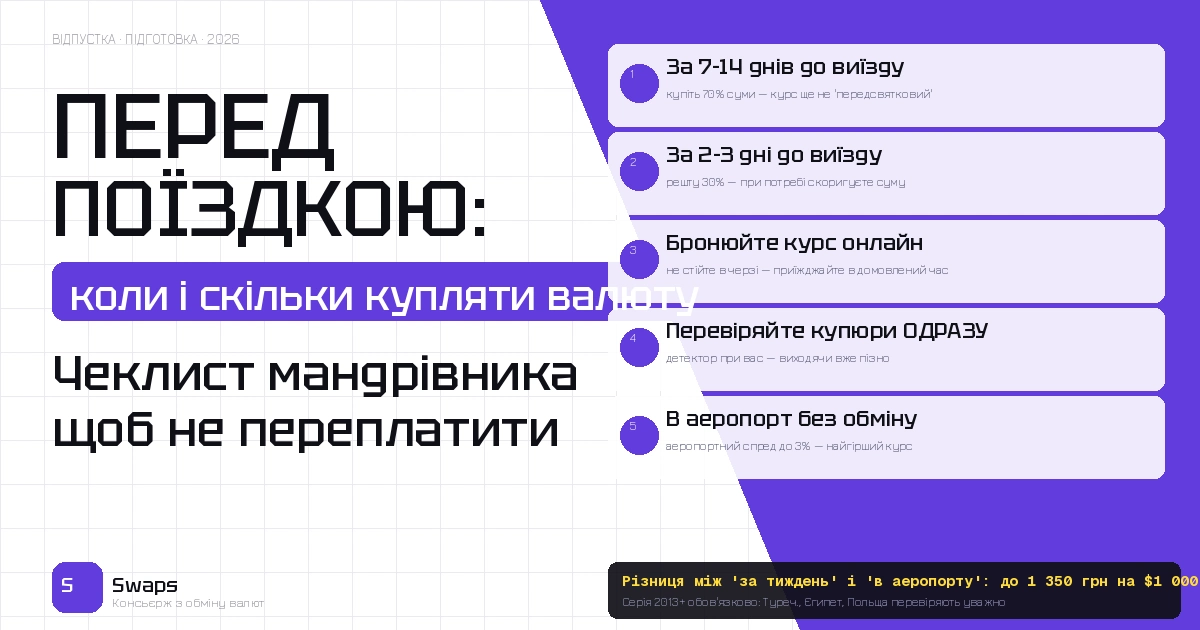 Обмін валюти перед відпусткою: коли купувати, скільки готівки брати і що не забути