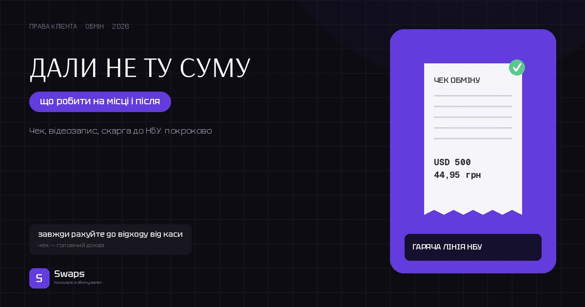 Дали не ту суму в обміннику: що робити