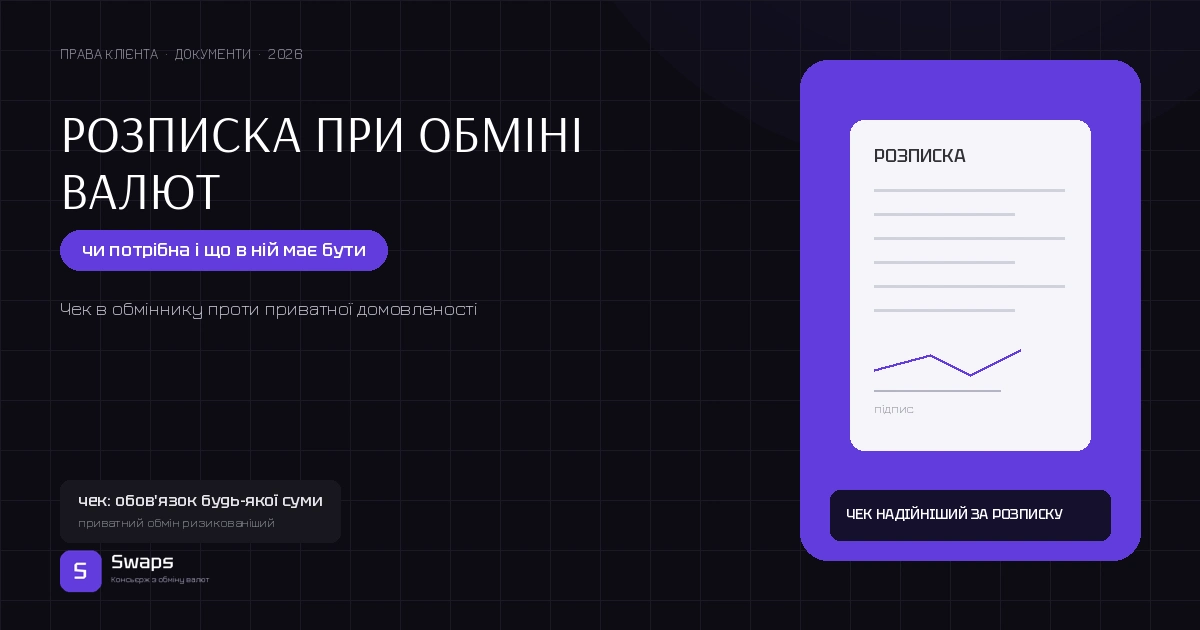 Розписка при обміні валют: чи потрібна і що в ній має бути