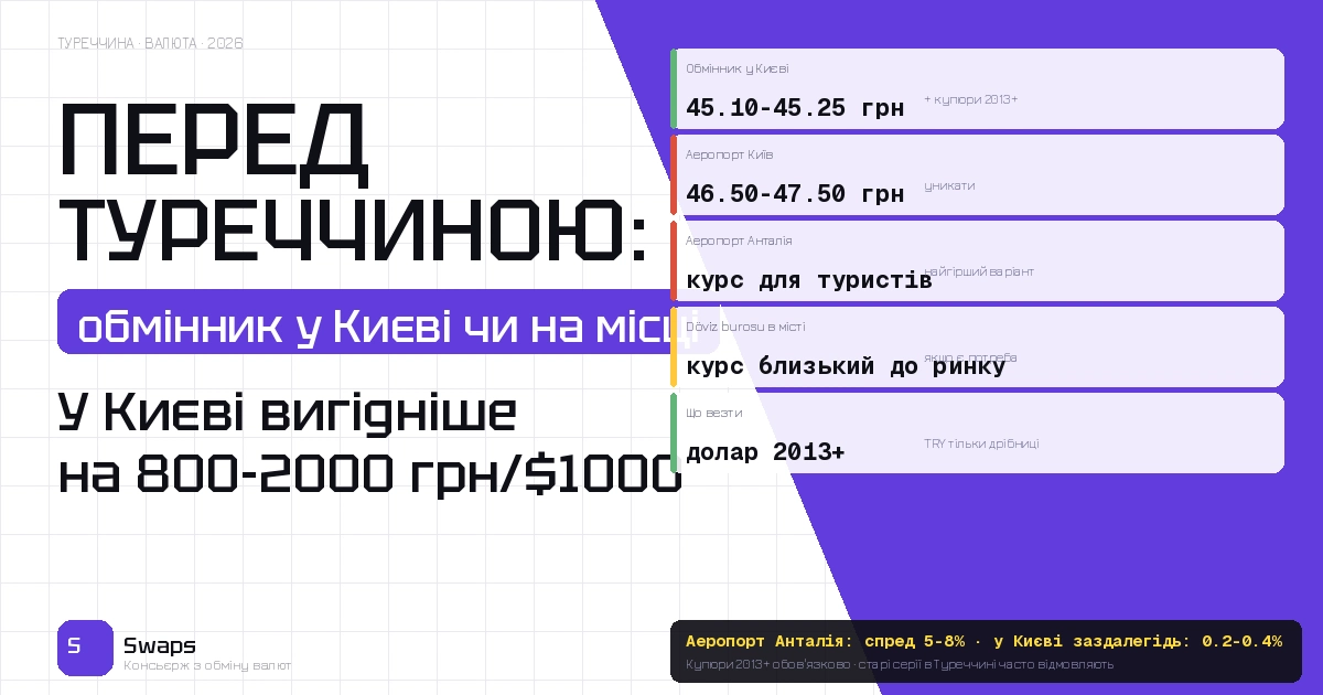 Де купити валюту перед Туреччиною: в Києві чи на місці. Порівняння з реальними цифрам