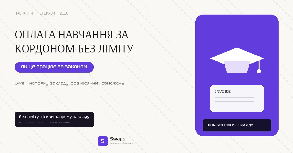 Оплата навчання за кордоном без ліміту