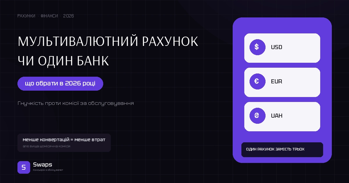 Мультивалютний рахунок чи один банк: що обрати в 2026