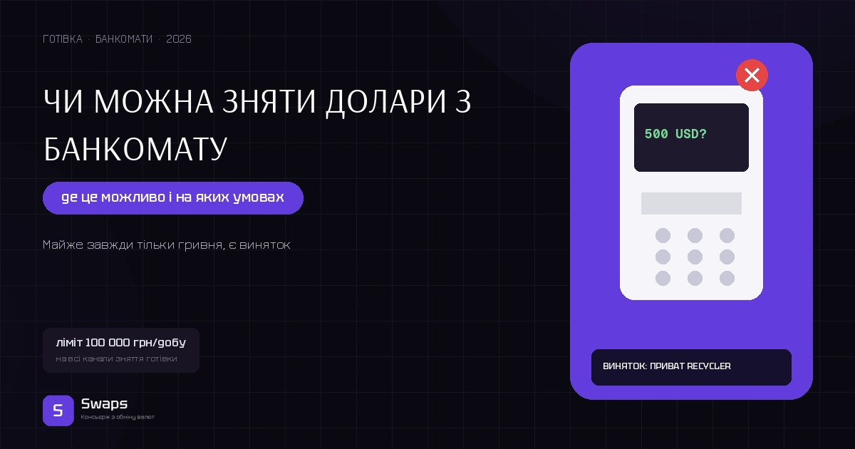 Чи можна зняти долари з банкомату