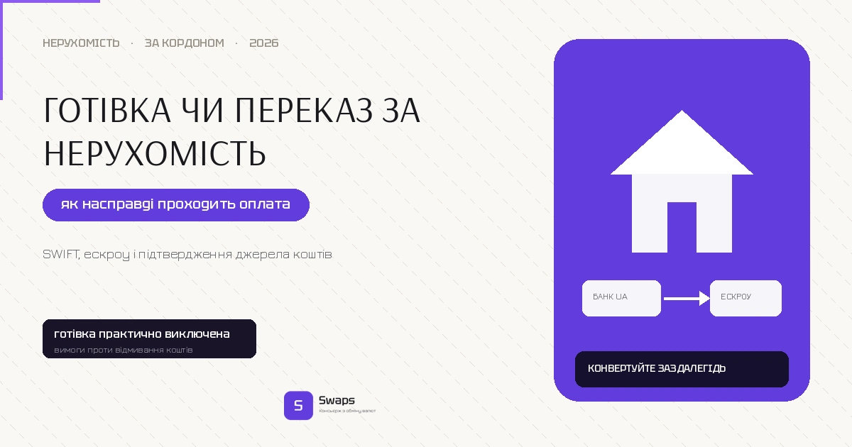 Готівка чи переказ за нерухомість за кордоном