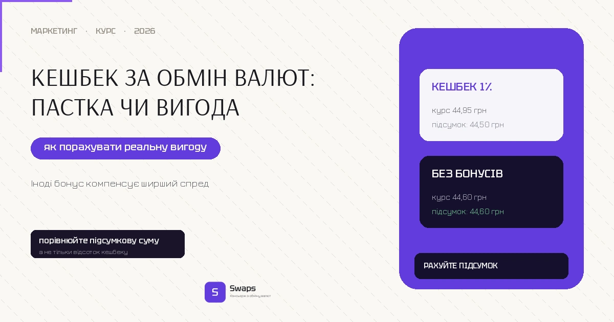 Кешбек за обмін валют: пастка чи вигода