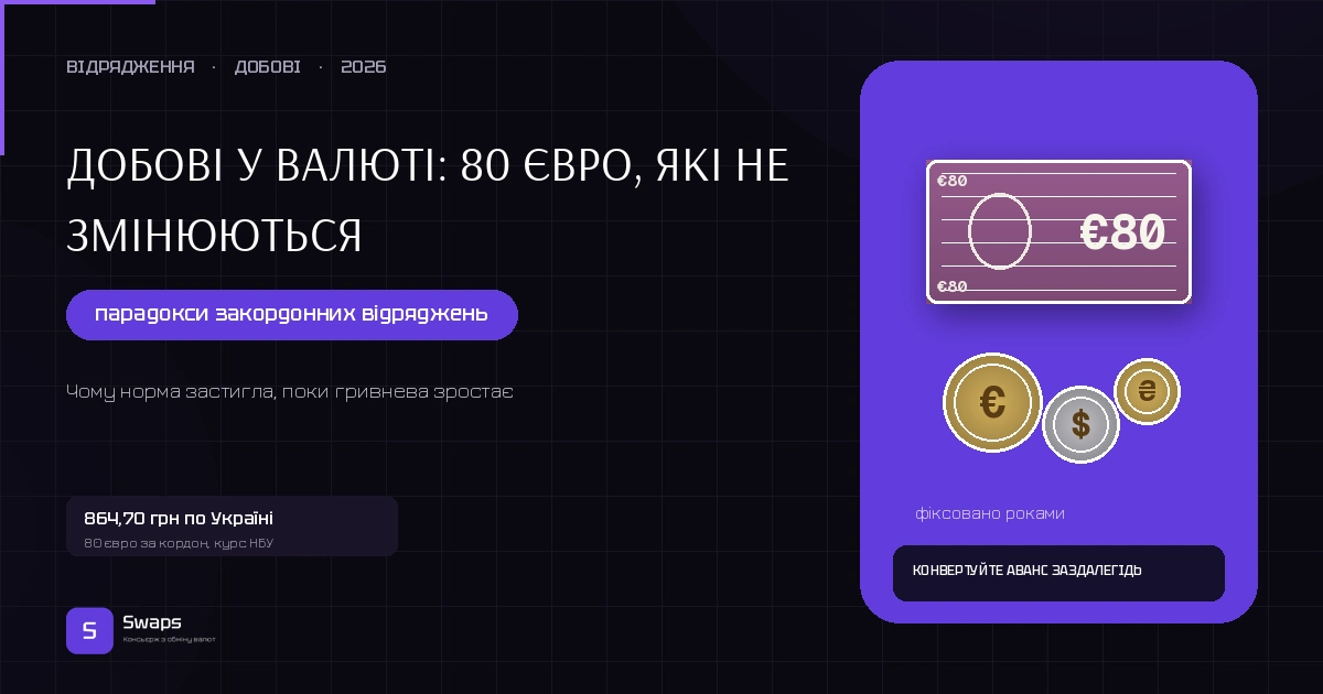 Добові у валюті: 80 євро, які не змінюються