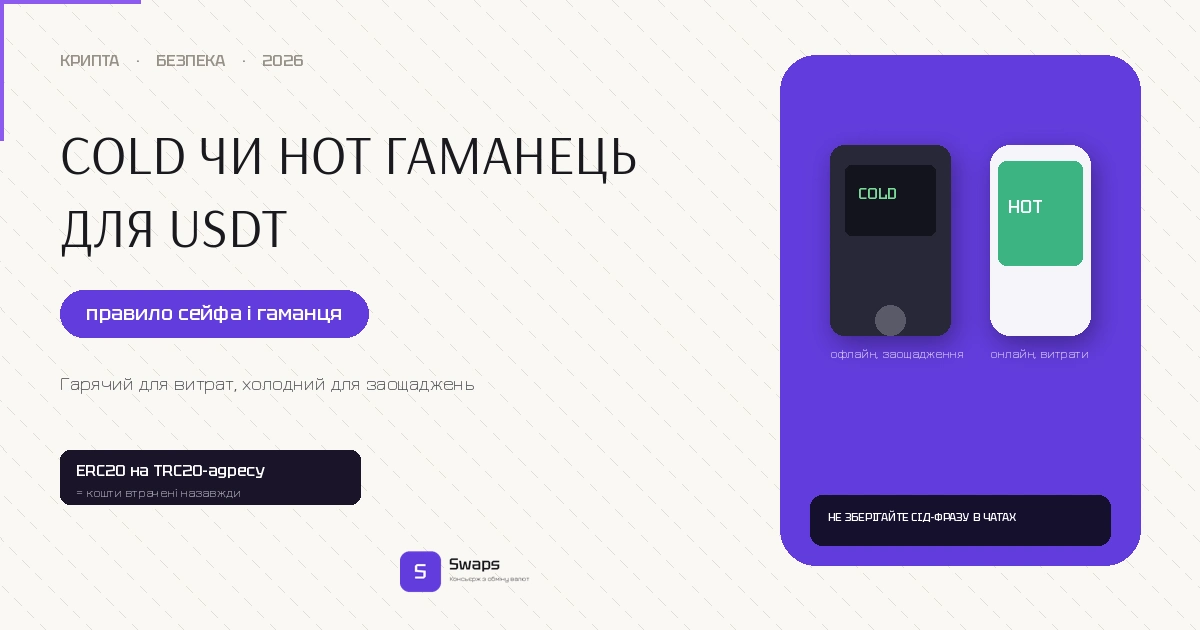Cold чи hot гаманець для USDT